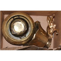 BOX OF BRASS DECORATIONS
