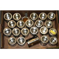 LOT OF STAINLESS SPICE JARS