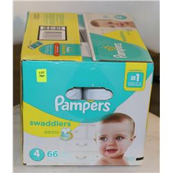BOX OF 66 PAMPERS SWADDLERS - ON CHOICE: SIZE 4