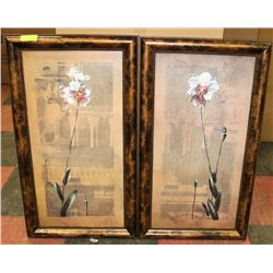 LOT OF 2 FRAMED FLOWER WALL ART