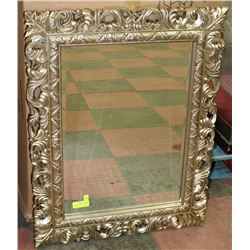 SILVER AND BEVELLED MIRROR 21"X28".