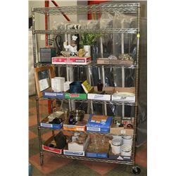 1 METRO RACK WITH ESTATE MISC ITEMS, RACK NOT
