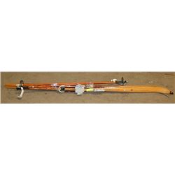 VINTAGE LAMPINEN SKIS W/BAMBOO POLES.