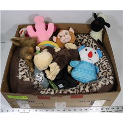BOX W/PLUSH SMALL DOG BED & 12 DOG TOYS
