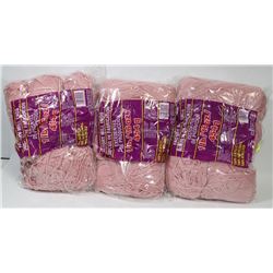 LOT OF 3 1LB BAGS OF 100% ACRYLIC YARN: ROSE