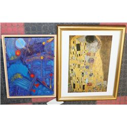 BOX WITH ACRYLIC PAINTING 14"X18", GOLD FRAMED