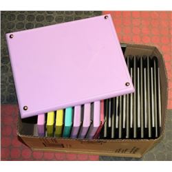 BOX W/MULTI-COLOUR AND BROWN WOOD