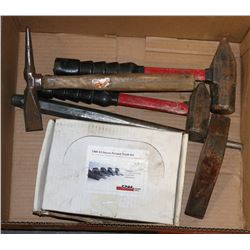 LARGE BOX OF TOOLS INCLUDING 2 BLACK