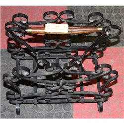 LARGE HEAVY WROUGHT IRON MAGAZINE RACK