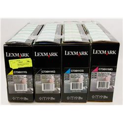 LOT OF 4 LEXMARK HIGH YIELD TONER, BLACK, CYAN