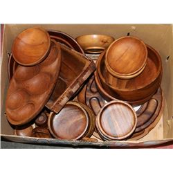 VINTAGE HANDMADE WOOD DINNERWARE. TEAK ETC.