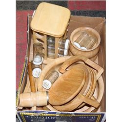 WOODEN KITCHEN SET W/SPICE ORGANIZER ETC.