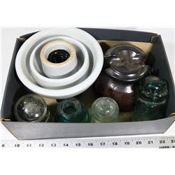 BOX OF ANTIQUE TELEPHONE INSULATORS