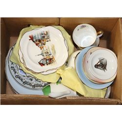 BOX OF ASSORTED ANTIQUE PLATES