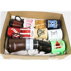 BOX OF COFFEE CUPS INCL. STARBUCKS & TIM