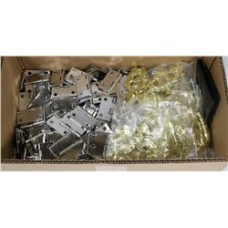 BOX OF NEW HINGES & DRAWER PULLS