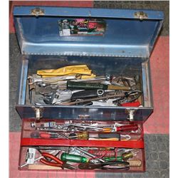BLUE TOOL BOX WITH CONTENTS
