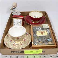 FLAT OF ANTIQUE-VINTAGE MADE IN ENGLAND TEA CUPS A