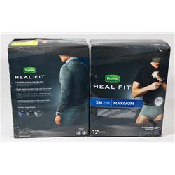 2 BOXES OF DEPEND REAL FIT FOR MEN SIZE S/M