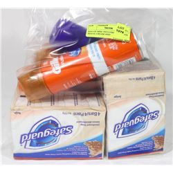 BAG OF MISC INCLUDING GILLETTE SHAVE CREAM AND