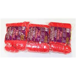 LOT OF 3 RED 1LB BAGS  OF 100% ACRYLIC