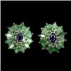 Image 1 : Natural Columbian Emerald & Sapphire Earring