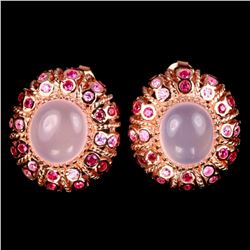 NATURAL ROSE QUARTZ OVAL CABOCHON Earrings