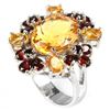 Image 1 : NATURAL 13X10 MM. ORINGISH YELLOW CITRINE & GARNET Ring