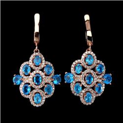 Natural Rare Brazil Neon Blue Apatite Earrings