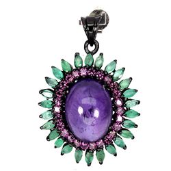 Natural Columbian Emerald Amethyst Garnet Pendant