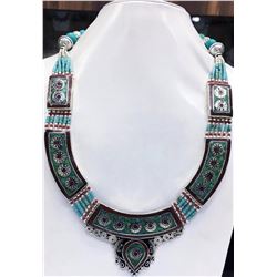 Tibet Hand Made Natural Turquoise & Coral Necklace