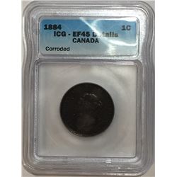 Canada 1884 Large Cent Obv. 2 ICG EF45 Corr.