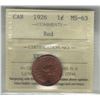Image 1 : Canada 1926 Small Cent ICCS MS63