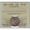 Image 1 : Canada 1938 Silver 10 Cent ICCS MS64