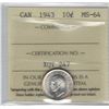 Image 1 : Canada 1943 Silver 10 Cent ICCS MS64