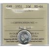 Image 1 : Canada 1951 Silver 10 Cent ICCS MS64