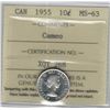 Image 1 : Canada 1955 Silver 10 Cent ICCS MS63 Cameo