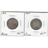 Image 1 : Canada 1915 & 1927 Silver 25 Cent VG Semi-Key Dates