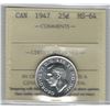 Image 1 : Canada 1947 Silver 25 Cent ICCS MS64