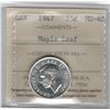 Image 1 : Canada 1947 Maple Leaf Silver 25 Cent ICCS MS65