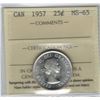 Image 1 : Canada 1957 Silver 25 Cent ICCS MS65