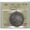 Image 1 : Canada 1918 Silver 50 Cent ICCS VF20 Cleaned
