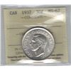 Image 1 : Canada 1937 Silver 50 Cent ICCS MS62