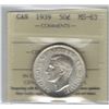 Image 1 : Canada 1939 Silver 50 Cent ICCS MS63