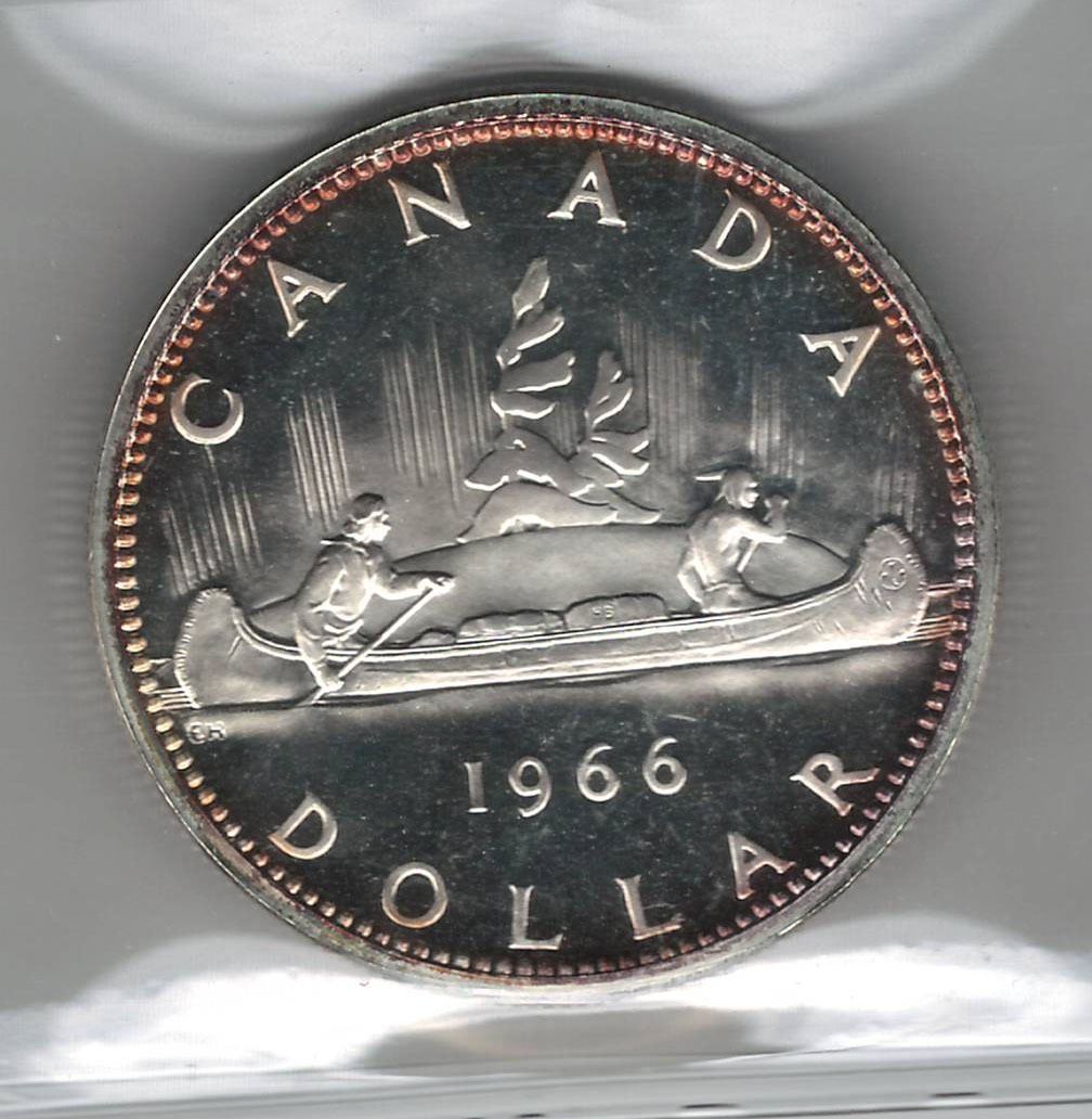 Canada 1966 Large Beads Silver Dollar ICCS PL66 Heavy Cameo Canada 1966 Large Beads Silver Dollar ICCS PL66 Heavy Cameo