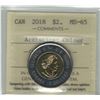 Image 1 : Canada 2018 $2 Coloured Armistice ICCS MS65