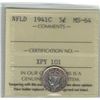 Image 1 : Canada Newfoundland 1941c Silver 5 Cent ICCS MS64