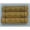 Image 1 : Canada 1962 Circulated Penny Rolls - 3 Rolls