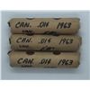 Image 1 : Canada 1963 UNC Penny Rolls - 3 Rolls