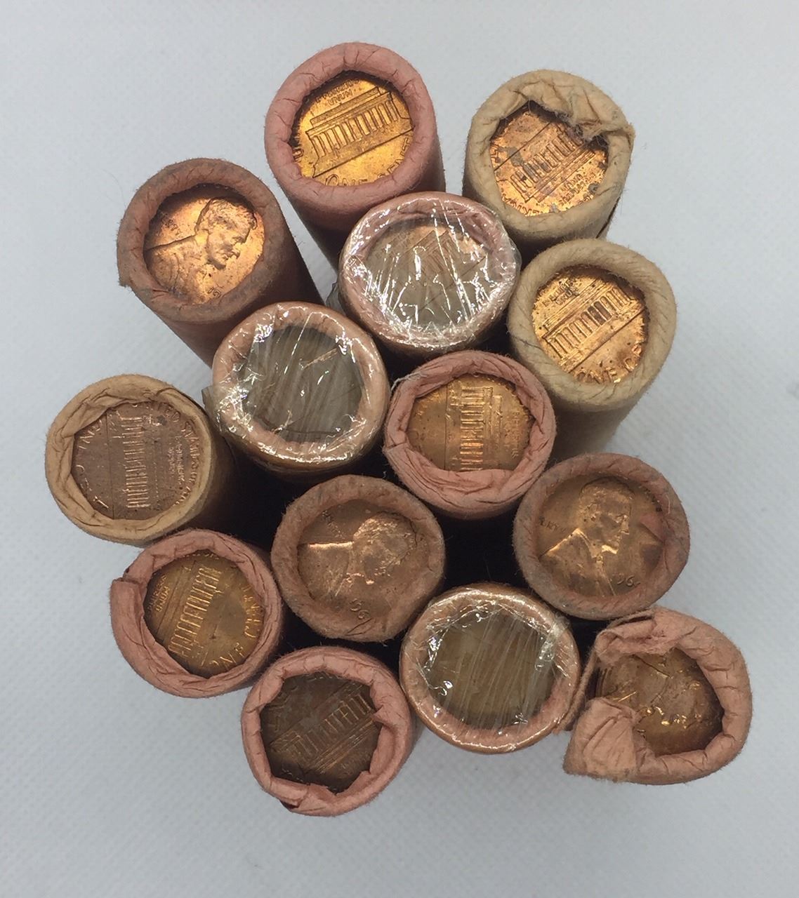 United States Mixed Date Original Penny Rolls 14 Rolls